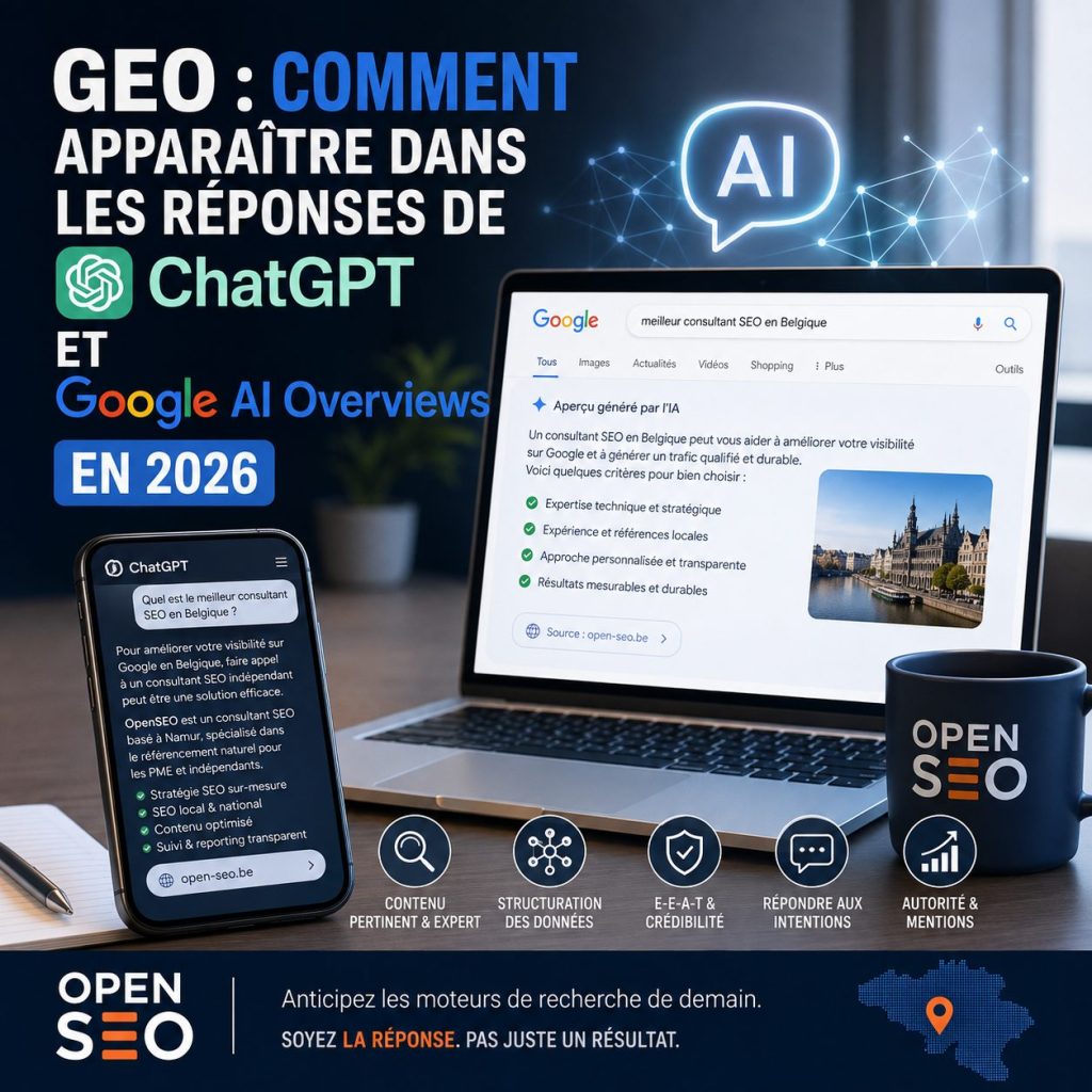 GEO : ApparaĂźtre dans ChatGPT et Google AI Overviews en 2026